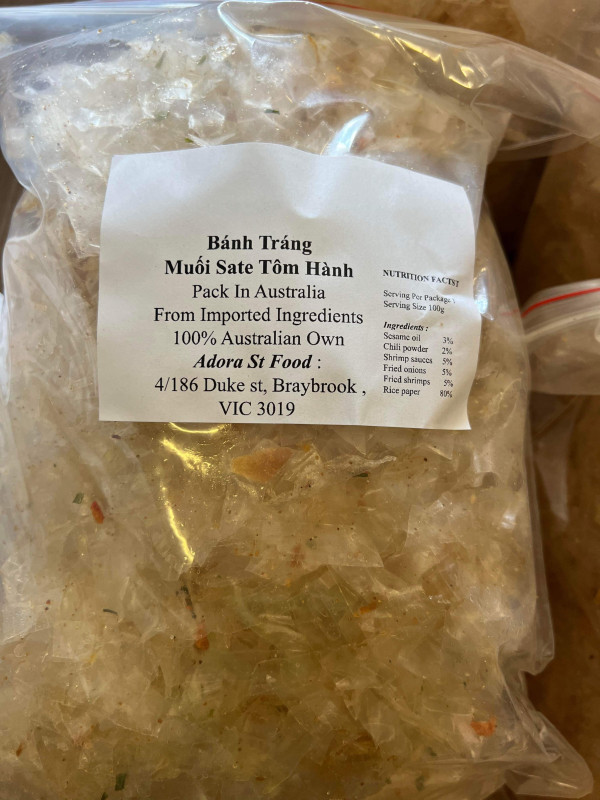 Bánh tráng muối sate tôm hành